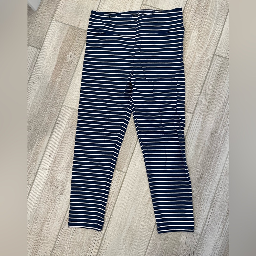 J. Crew Factory Cropped Leggings Women's Size S Navy and White Stripe